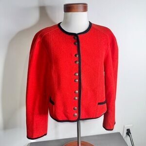 GIESSWEIN Vintage Made in Austria Pure New Wool Red Sweater Jacket